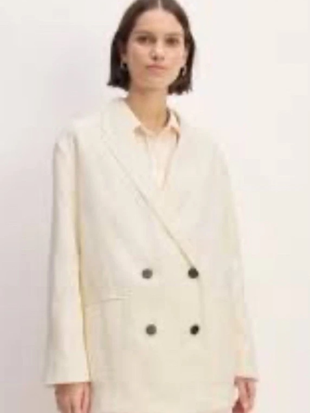 Everlane Cream Double-Breasted Blazer Jacket